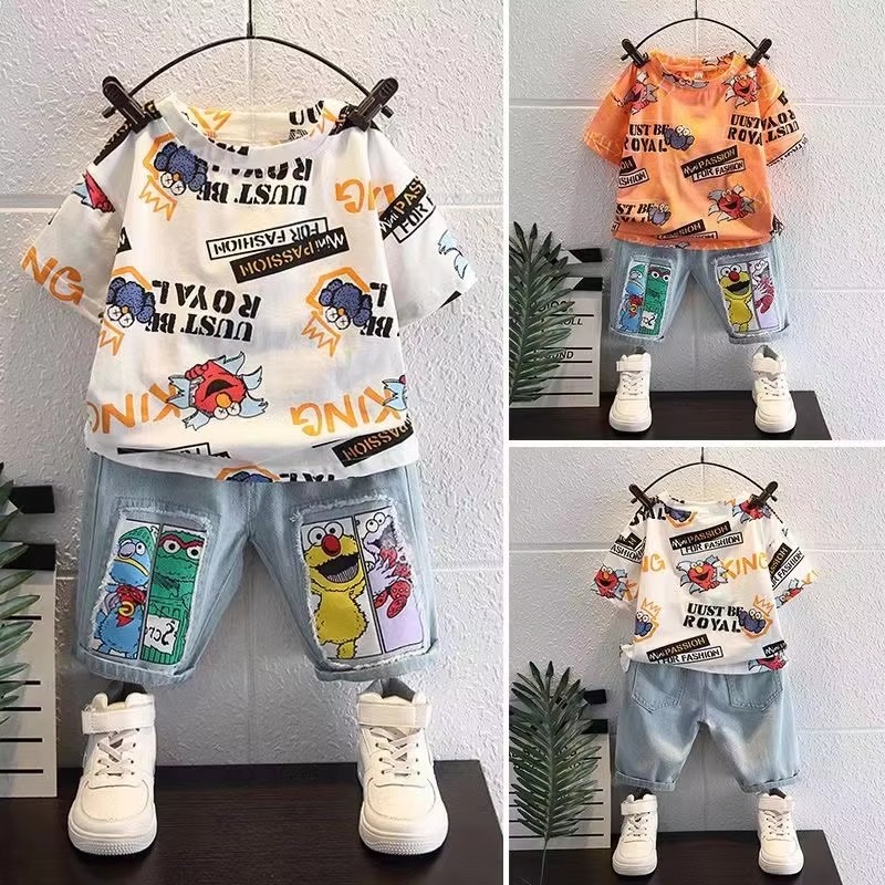 Cute Cartoon Print Short Sleev - Baby Clothing Drawing review and price