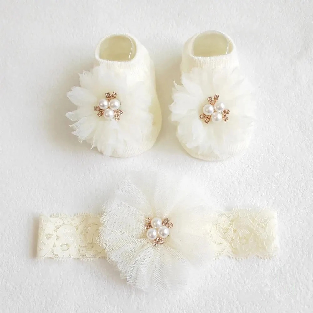 Lovely Pearl Bows Baby Headban - Toddler Sock Set review and price